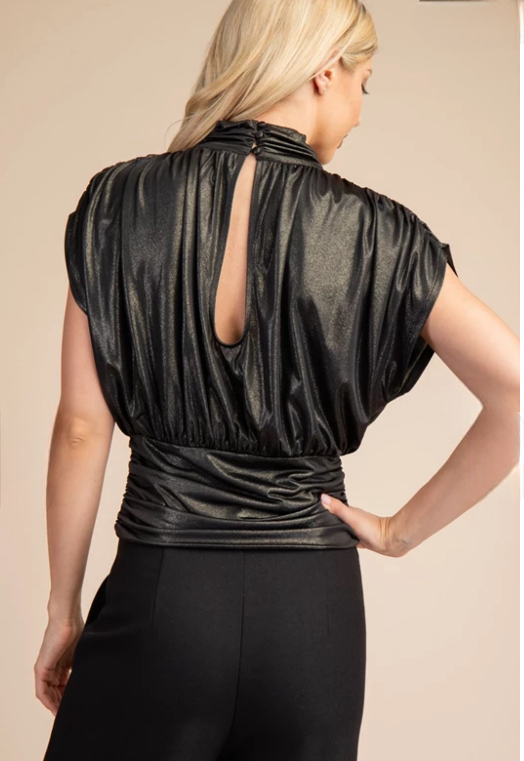 Mock Neck Silky Top