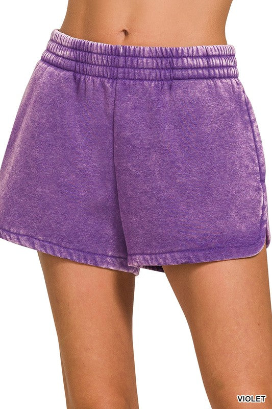 Acid Washed Elastic Dolphin Shorts