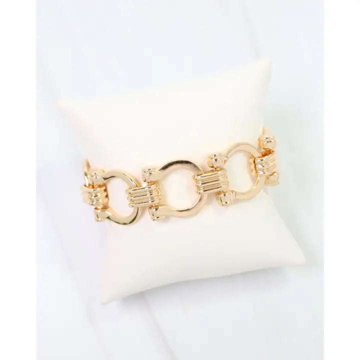 Ely Horsebit Chain Bracelet Gold