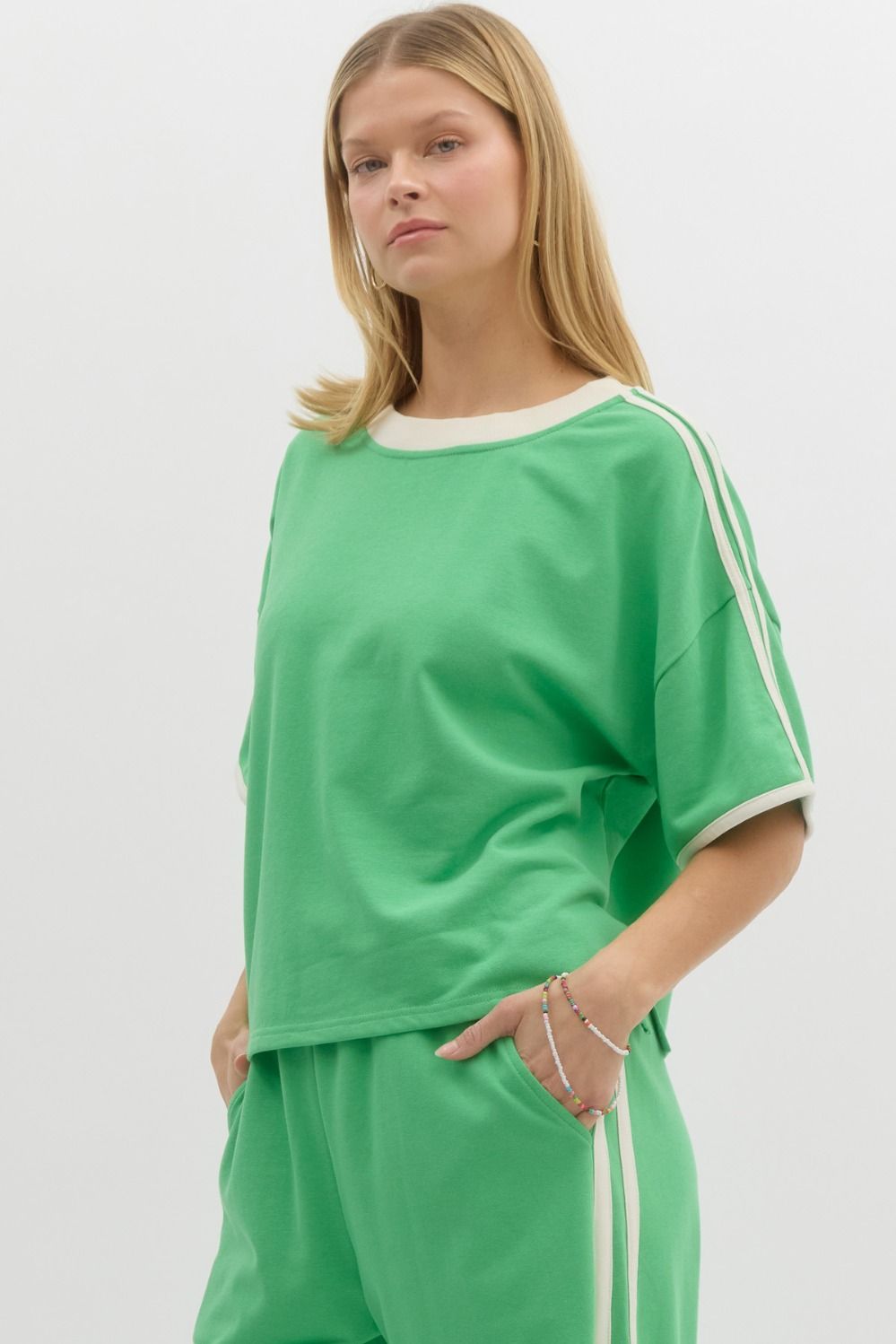 French Terry Knit Short Sleeve Top