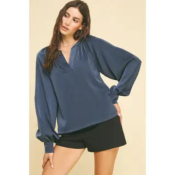 V-Neck Woven Blouse Top