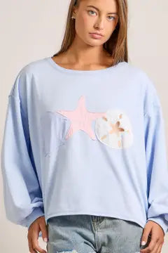 Seashell Patchwork Long Sleeve Top
