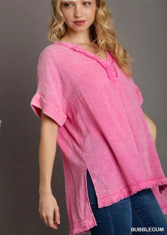 Mineral Wash Gauze Top