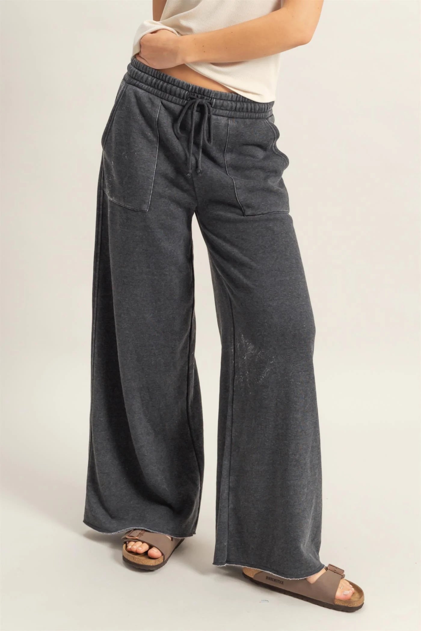 High Rise Wide Leg Drawstring Pants
