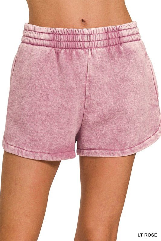 Acid Washed Elastic Dolphin Shorts