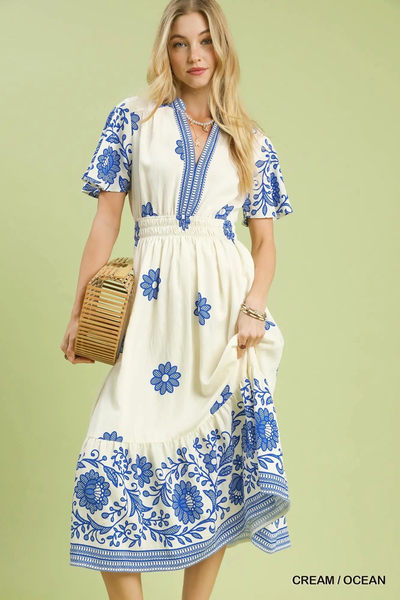 Santorini Bloom Midi Dress