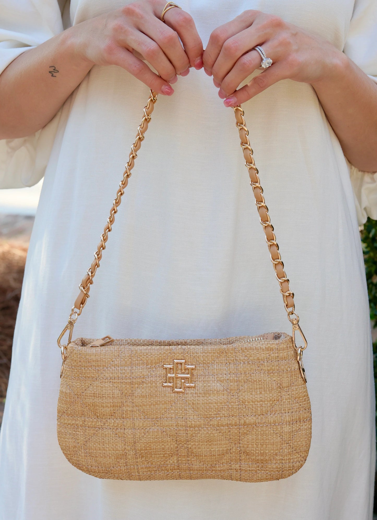 Livi Quilted Crossbody Natural