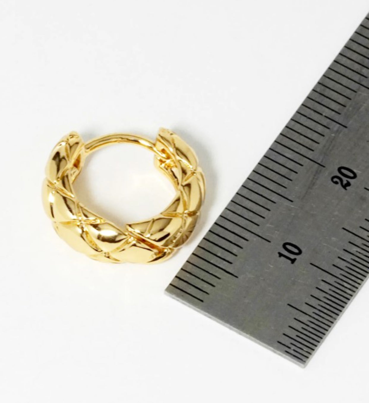 Textured Brass 9mm Huggie Hoop Earring