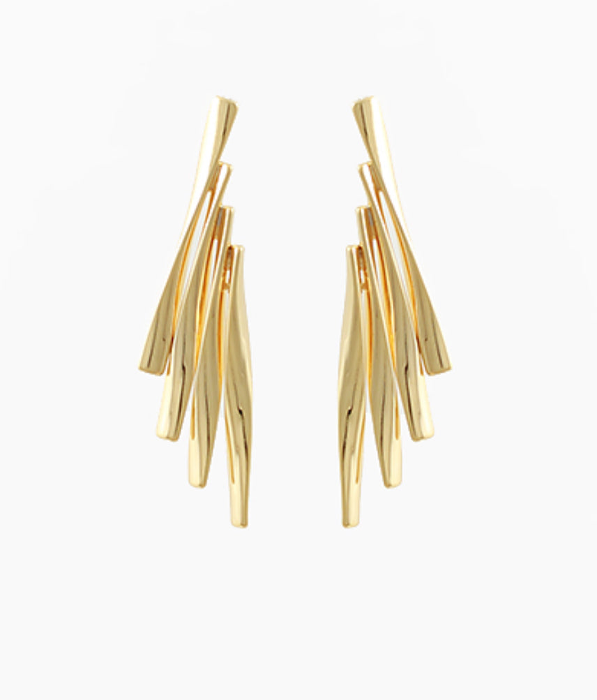 Wavy Brass Bar Earrings