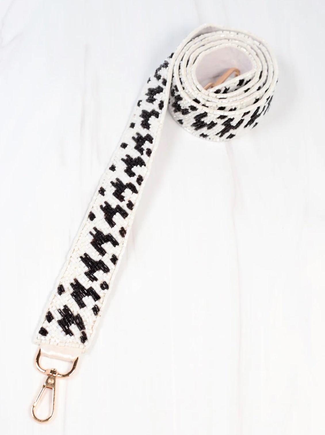 Houndstooth Beaded Crossbody Strap