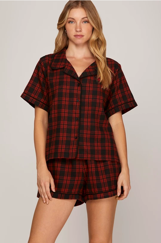 Flannel plaid pajama set