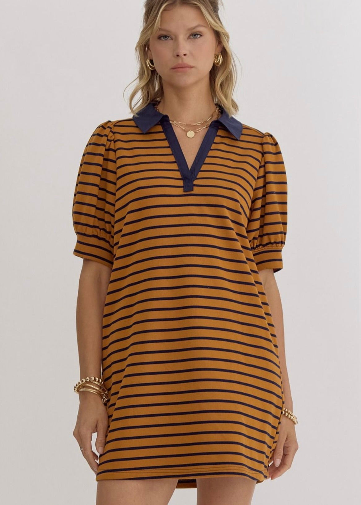 Stripe Collared Mini Dress