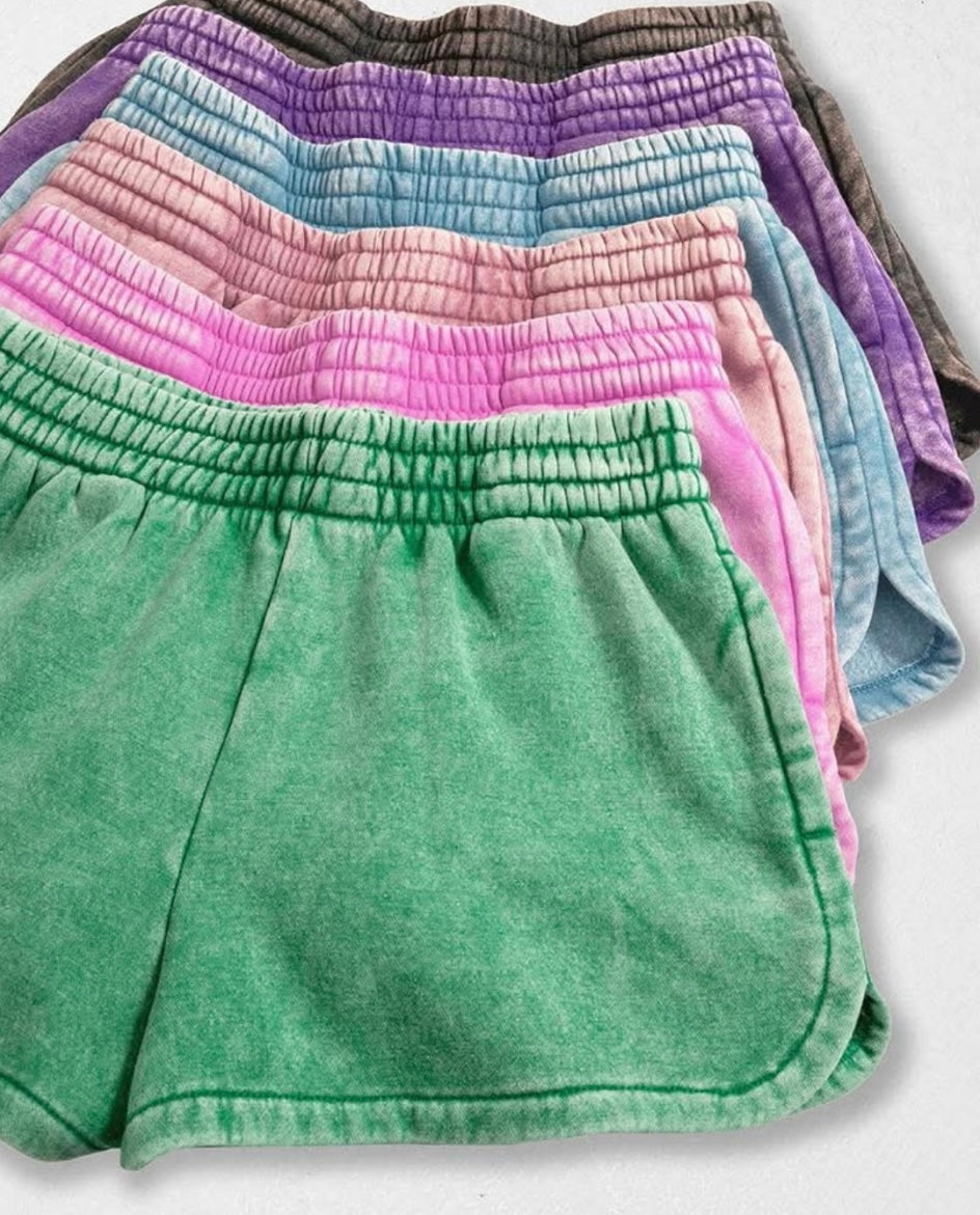 Acid Washed Elastic Dolphin Shorts