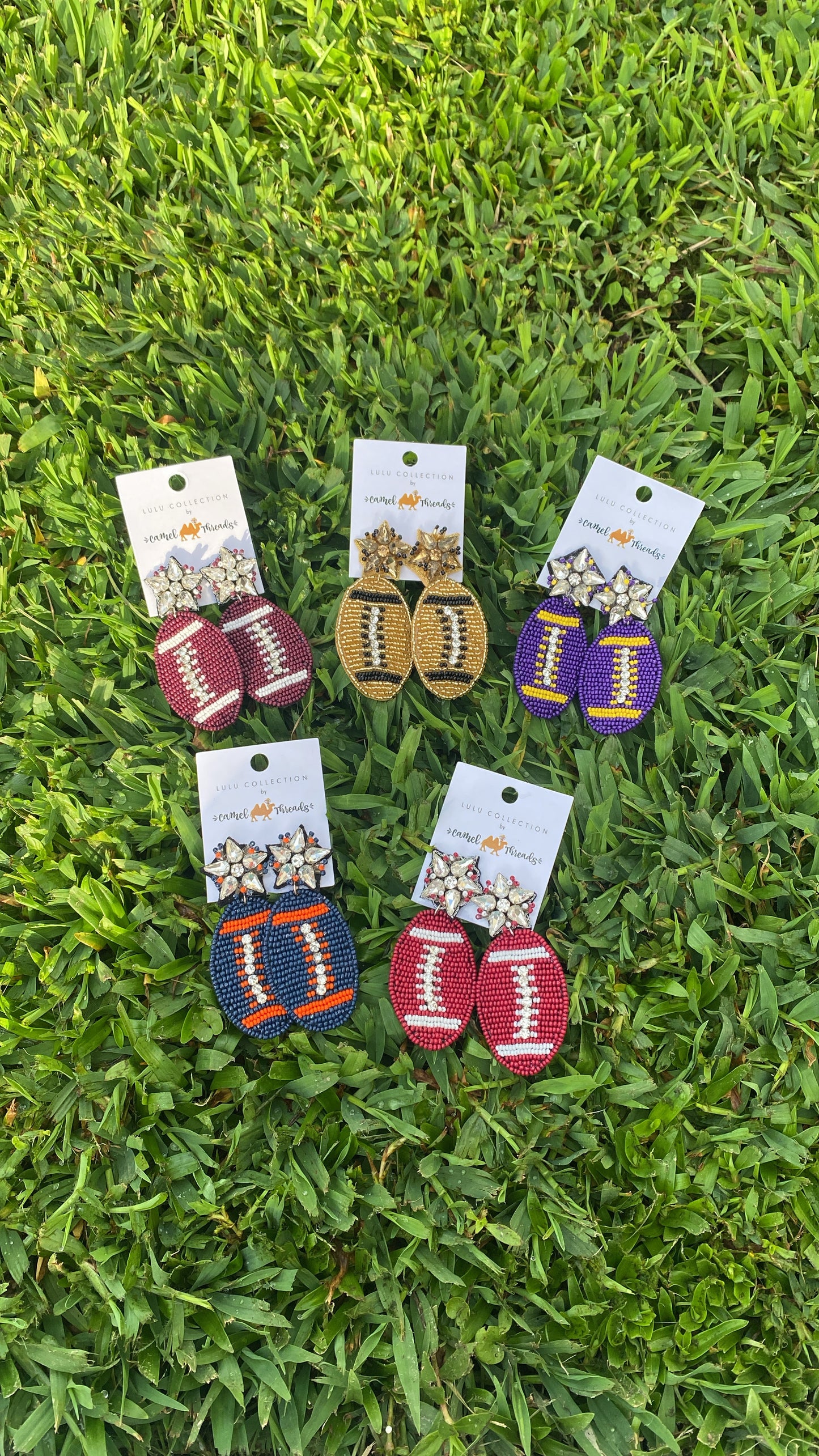 Red White Football Earrings