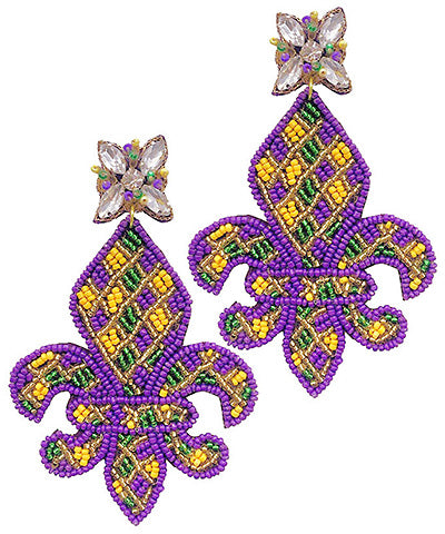 Mardi Gras Fleur de Lis Earrings