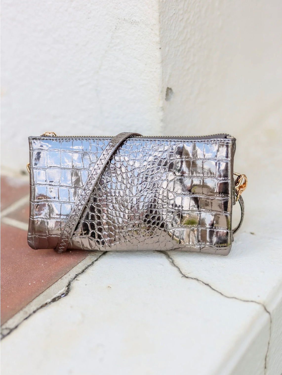 Liz Gunmetal Crossbody Bag