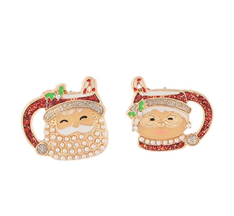 Santa and Mrs Claus Mug Earring