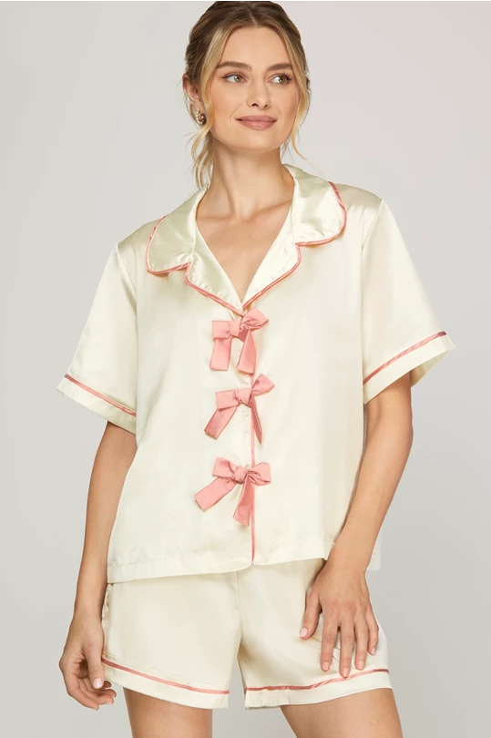 Satin Bow Pajamas