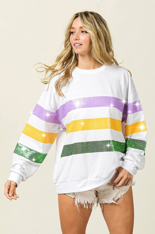 Sequin Mardi Gras Pullover