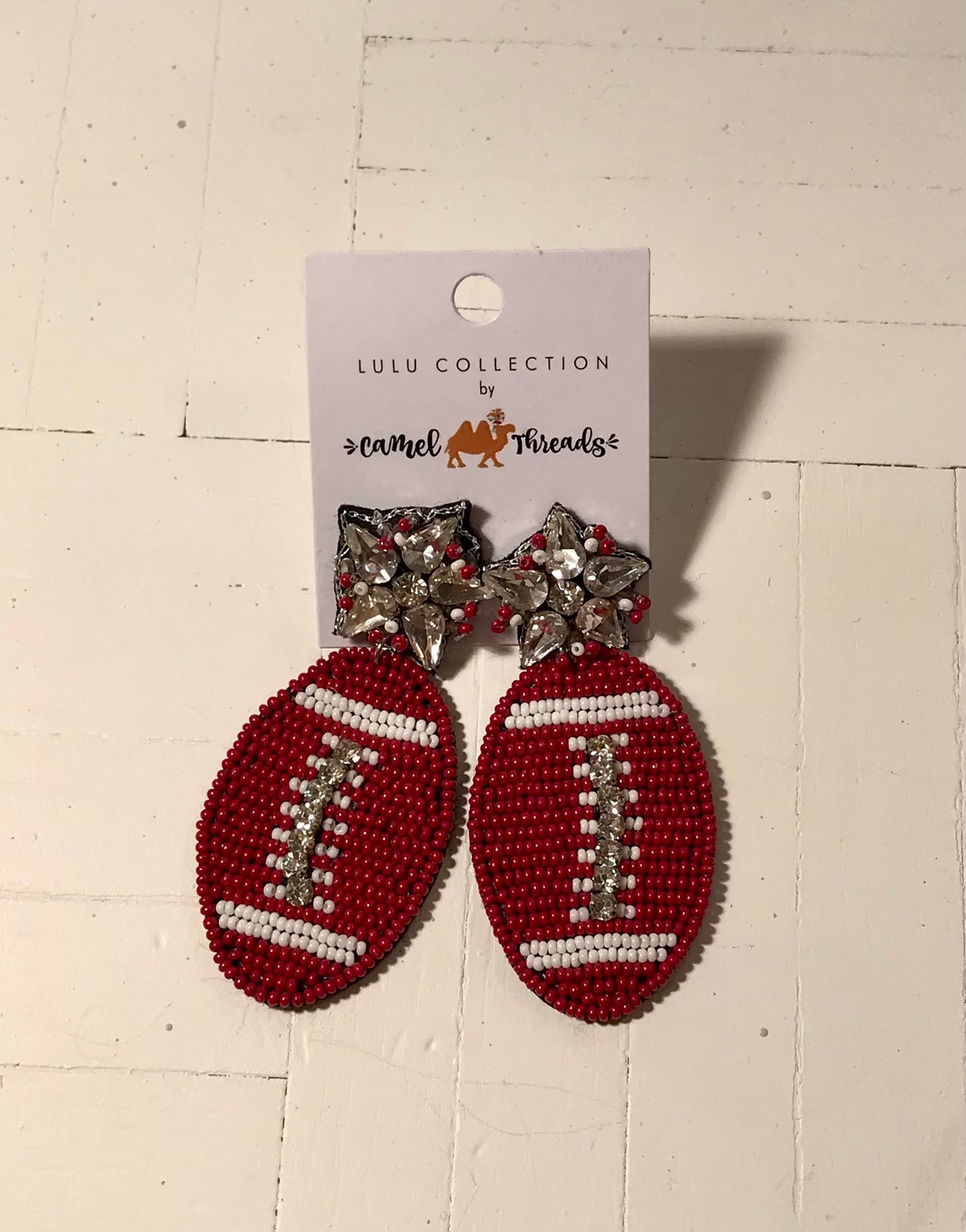 Red White Football Earrings