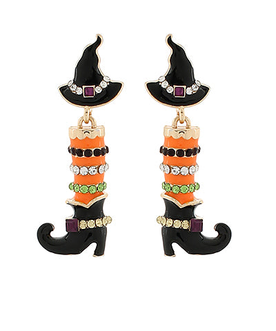 Halloween Witch Hat & Shoes Earrings