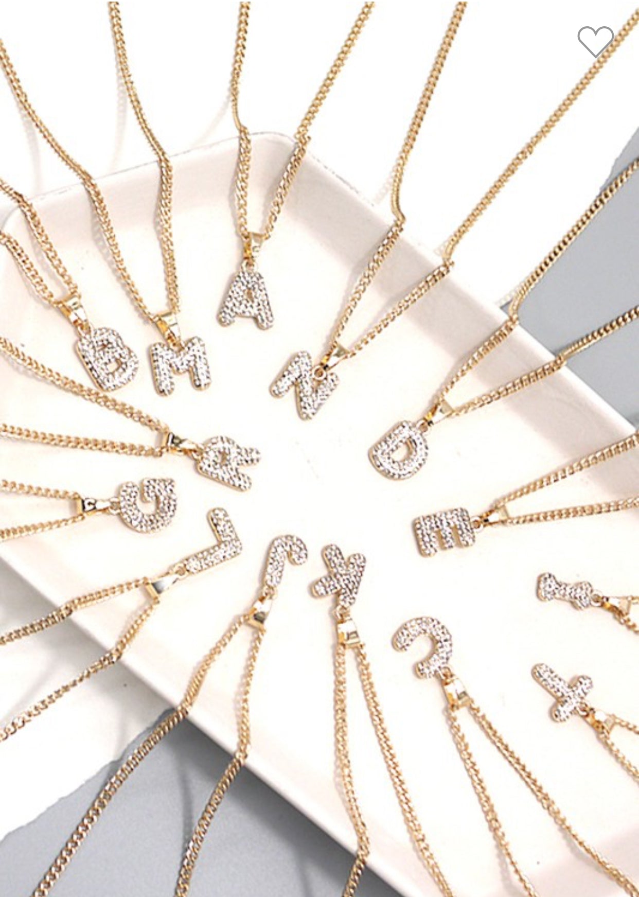 Rhinestone Initial Chain Necklace