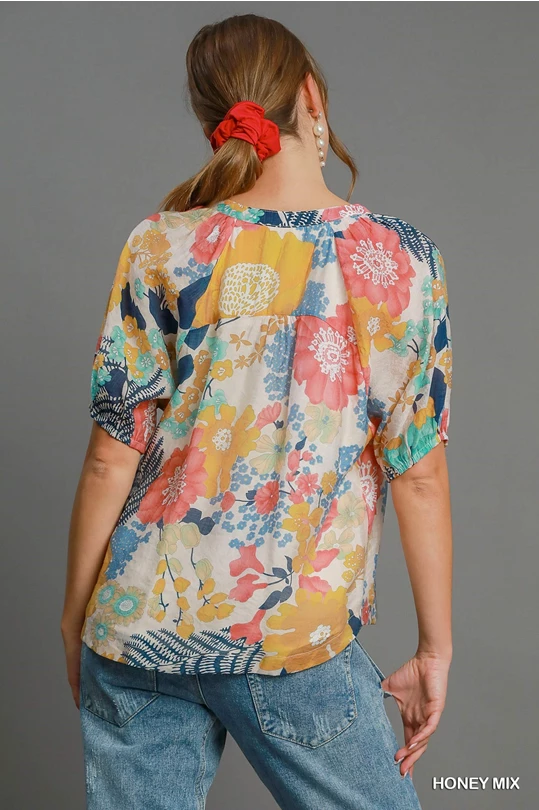 Floral Print Button Down Top