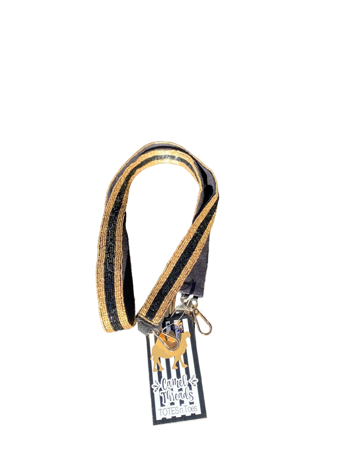 Black Gold Beaded Bag Strap