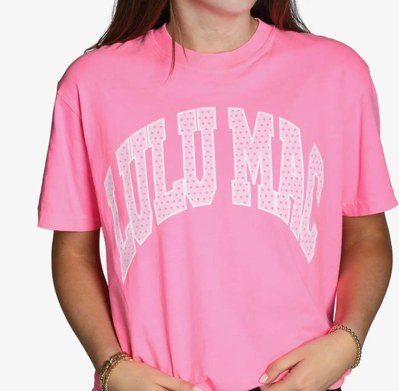 Lulu Mac Polka Dot Pink Tee