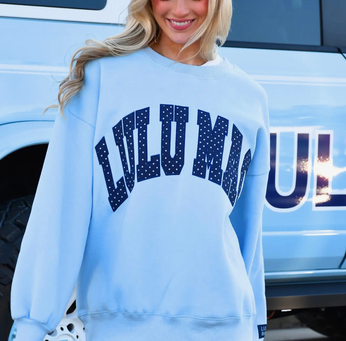 Lulu Mac Polka Dot Light Blue/Navy Sweatshirt