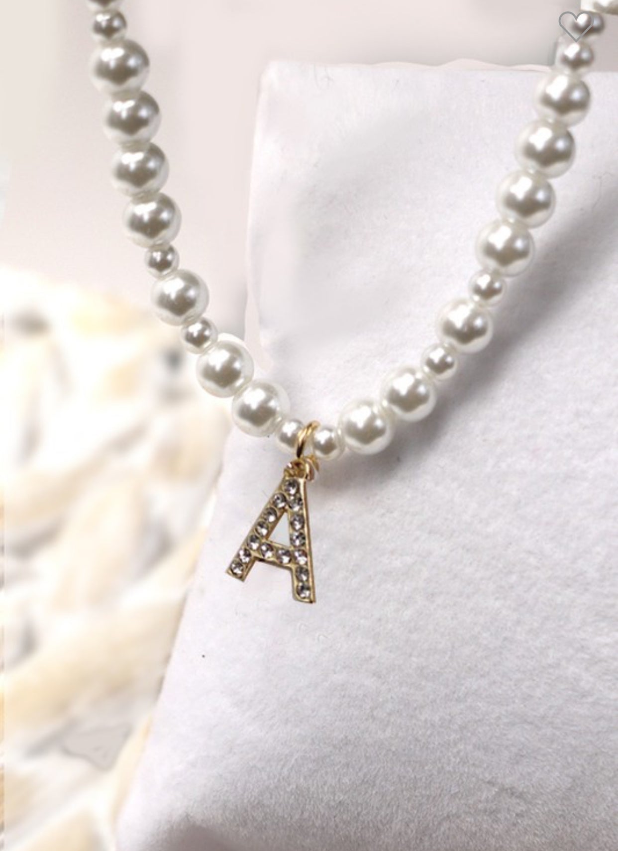 Glass Pearl Initial Necklace A