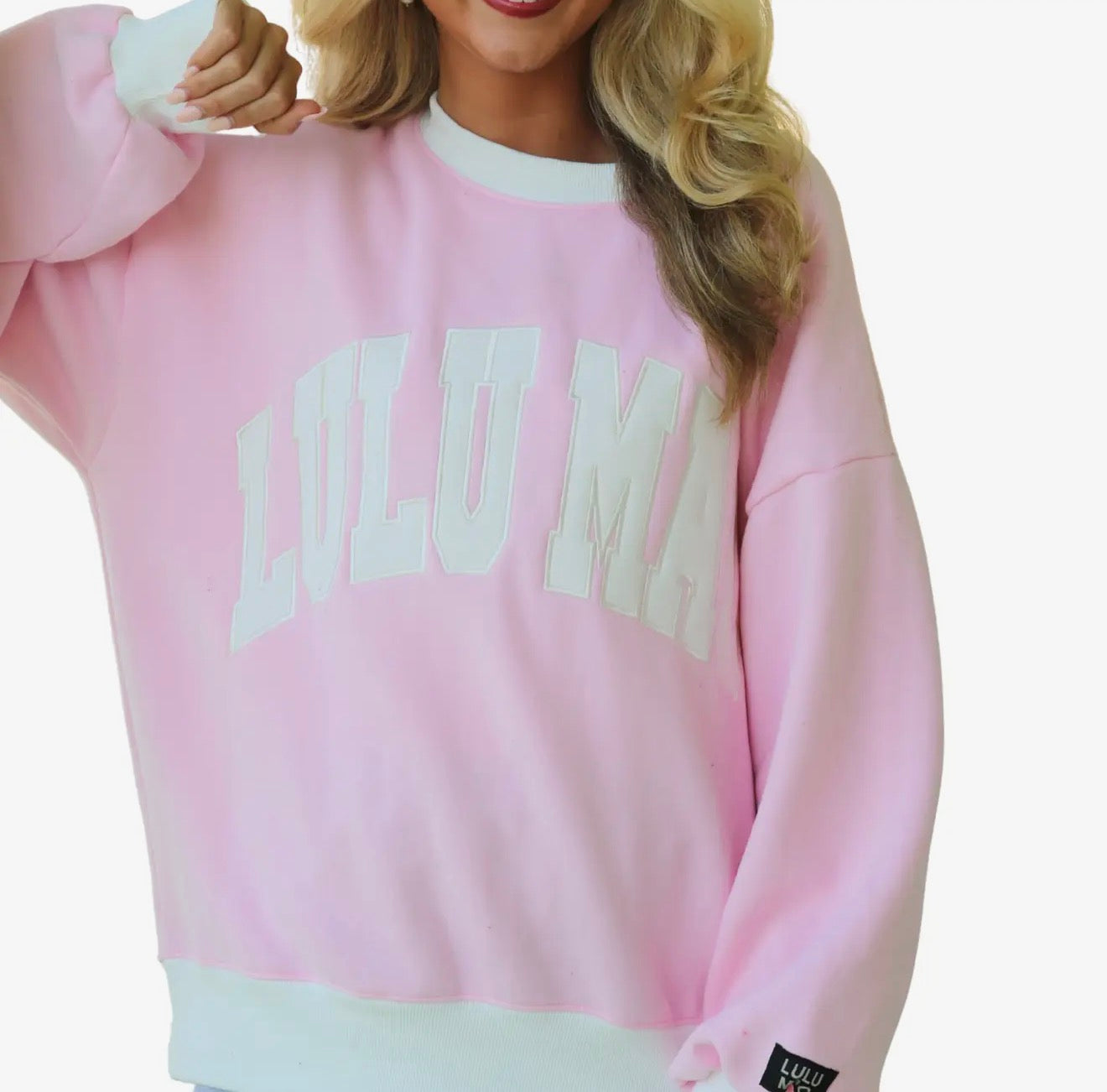 Lulu Mac Color Block Pink/White Sweatshirt