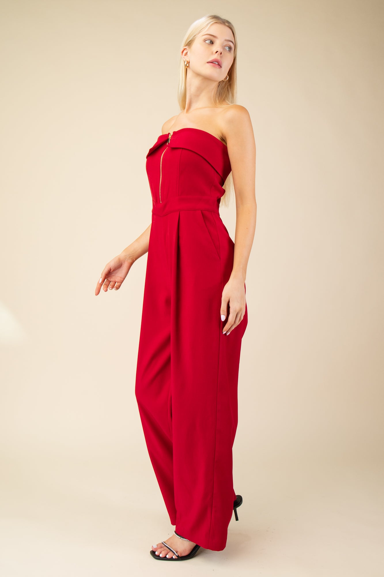 Zippered Wide Leg Jumpsuit