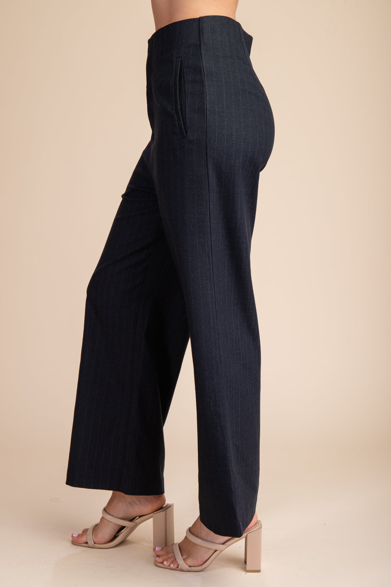 High Waist Side Pocket Stripe Pants