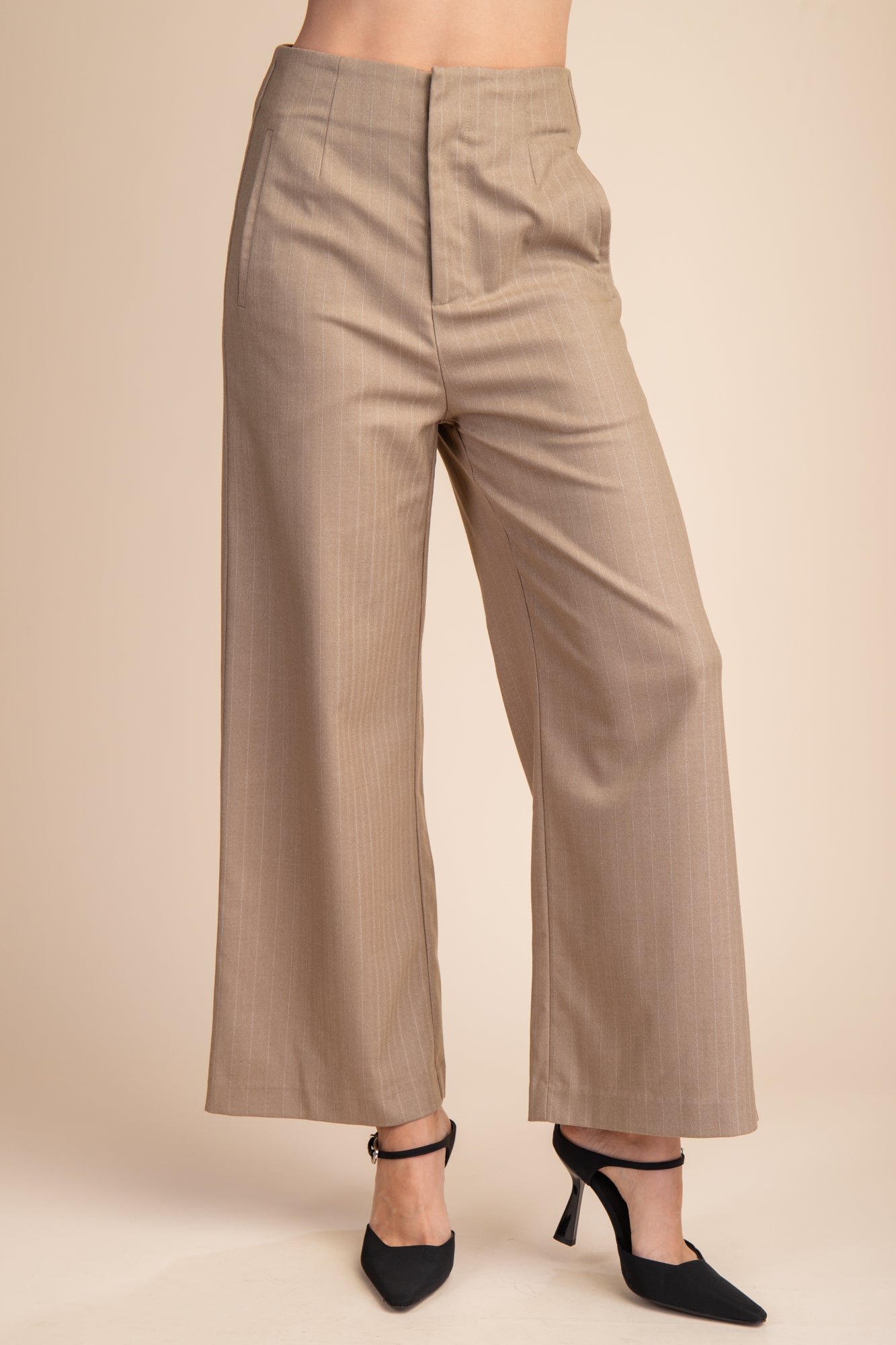 High Waist Side Pocket Stripe Pants