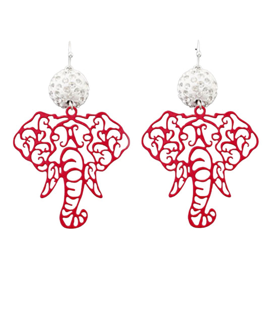 Elephant Filagree Red Earrings