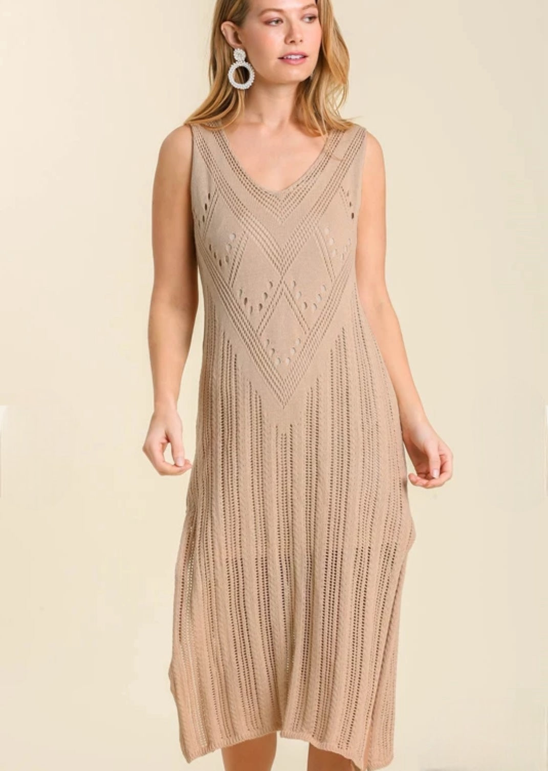 knit dress with side slits Erica Maxi Side-Slit Knit Dress Pink Haley