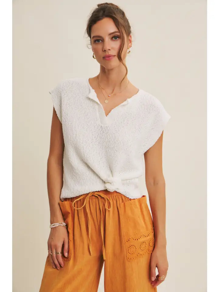 Effortless Layering Relaxed Fit Cotton Slub Sweater Top
