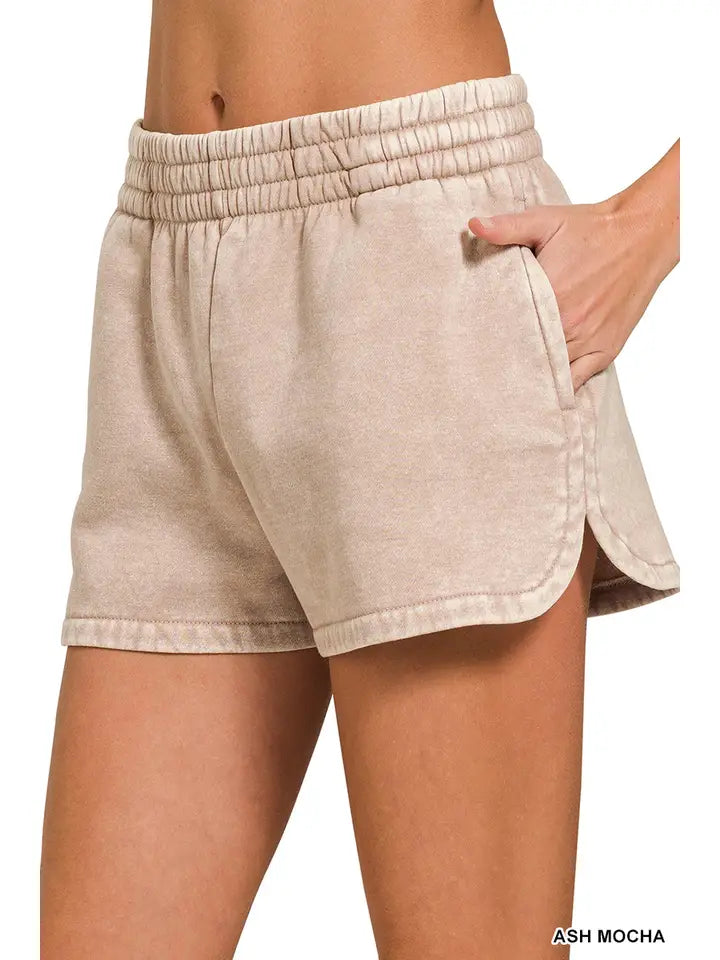 Acid Washed Elastic Dolphin Shorts