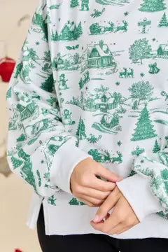 Green & Red Christmas Village Sweatshirt