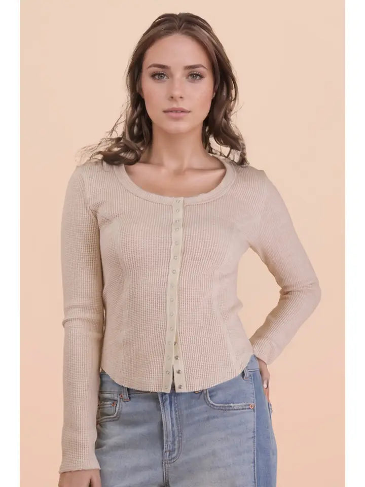 Rib Knit Button Top