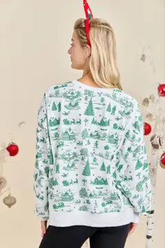 Green & Red Christmas Village Sweatshirt