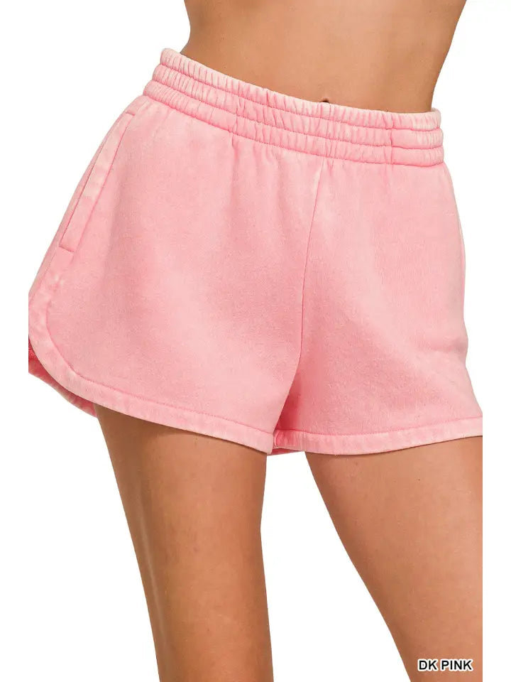 Acid Washed Elastic Dolphin Shorts