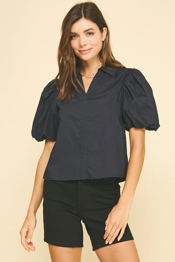 Bubble Sleeve Blouse Top