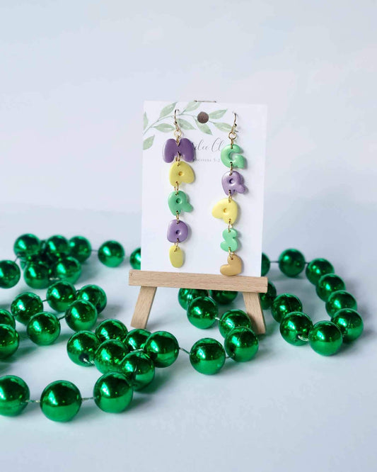 Mardi Gras Letter Earring