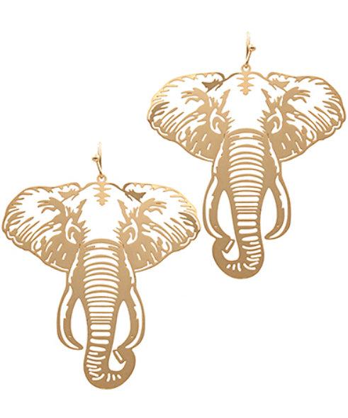 Brass Filigree Elephant Earrings