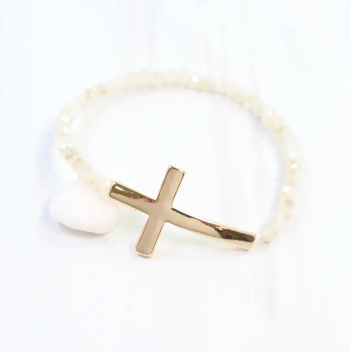 Camille Cross and Bead Bracelet Ivory