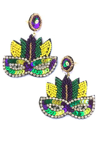 Mardi Gras Sequin Mask Earring