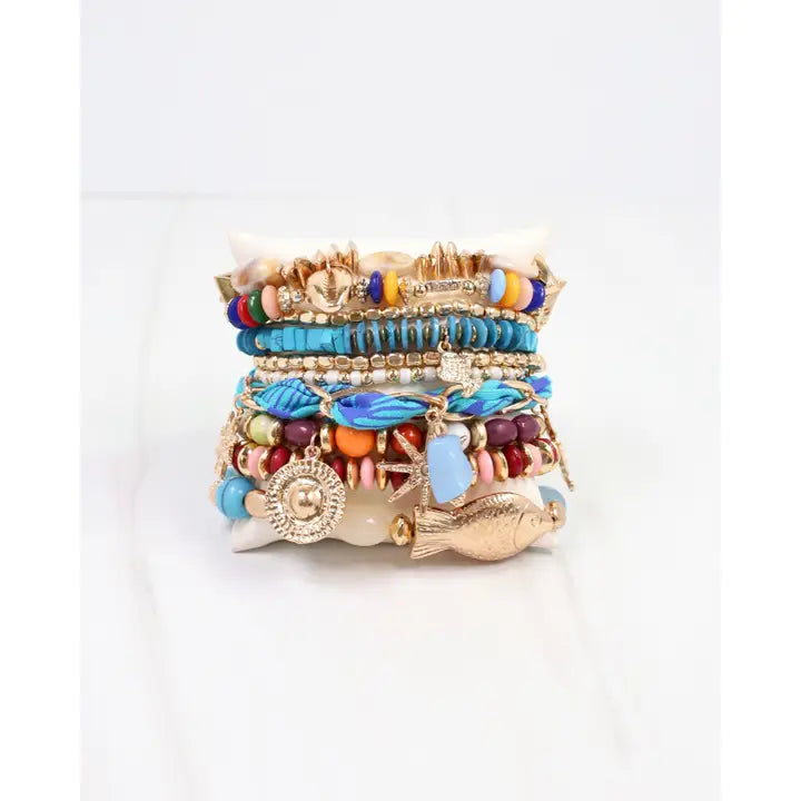 Urbana Beaded Stretch Bracelet Blue Multi