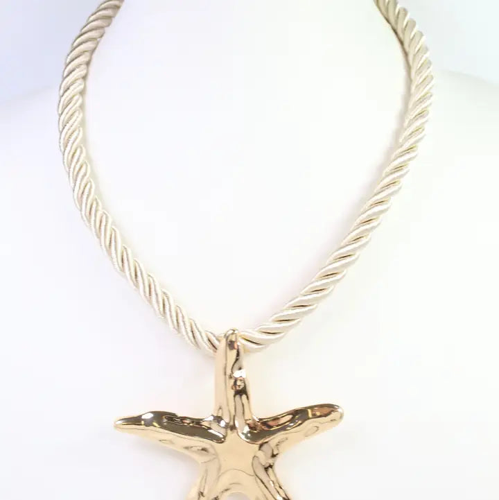 Grand Haven Starfish Cord Necklace Gold